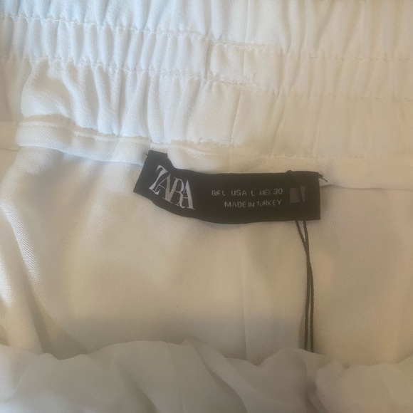 ZARA WOMAN SIDE STRIPE WIDE LEG PANT SIZE LARGE ECUR NEW WITH TAGS - Picture 7 of 11